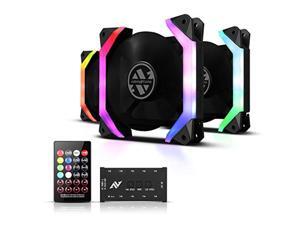 abkoncore sp120 rgb fans, 3 pack 120mm computer fans, unique speider-shape frame, 5v argb motherboard sync/remote controller, a abkoncore sp120 rgb fans, 3 pack 120mm computer fans, unique speider-shape frame, 5v argb motherboard sync/remote controller, a