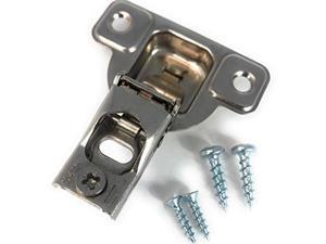 salice e-centra nickel-plated metal 106-degree 9/16-inch overlay screw-on face frame hinge with 2 cams (1 hinge)