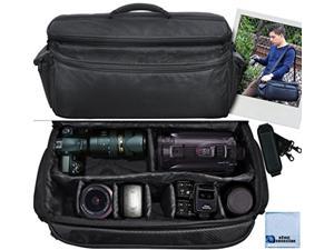 extra large soft padded camcorder equipment bag / case for nikon d3000, d3100, d3200, d3300, d5000, d5100, d5200, d5500, d7000, d7100, d7200, d600, d610, d700, d800, d90 dslr and m