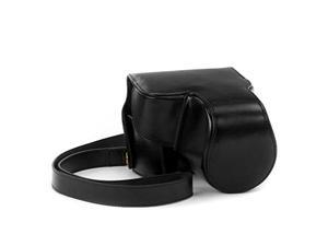 megagear "ever ready" protective black leather camera case, bag for nikon coolpix p520, nikon coolpix p530, nikon coolpix p610 digital camera