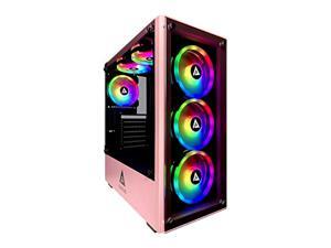 apevia genesis pro g-pro-pk mid tower gaming case with 2 x tempered glass panel, top usb3.0/usb2.0/audio ports, 6 x rgb fans, pink frame apevia genesis pro g-pro-pk mid tower gaming case with 2 x tempered glass panel, top usb3.0/usb2.0/audio ports, 6 x rgb fans, pink frame