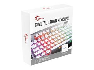g.skill crystal crown keycaps - keycap set with transparent layer for mechanical keyboards, full 104 key, standard ansi 104 english (us) layout - white