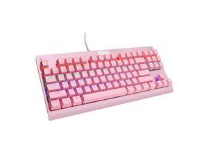 e-yooso z77 60% mechanical keyboard rainbow backlit 87 keys for desktop pc, brown switch, pink