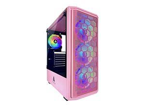 apevia predator-pk mid tower gaming case with 1 x tempered glass panel, top usb3.0/usb2.0/audio ports, 4 x rgb fans, pink frame apevia predator-pk mid tower gaming case with 1 x tempered glass panel, top usb3.0/usb2.0/audio ports, 4 x rgb fans, pink frame