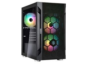 silverstone fah1mb-pro tempered glass, 3 120mm argb fans, black, mid-tower micro-atx case with mini-dtx and mini-itx support (fara h1m pro)