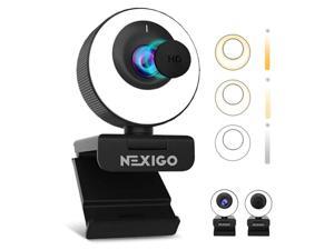60fps autofocus eptz webcam, 2021 nexigo n620e with 2x digital zoom, ring light & privacy cover, [software included], 1080p fhd streaming web camera, dual stereo mics, for zoom sky
