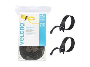 velcro brand one-wrap cable ties | 100pk | 8 x 1/2" black cord organization straps | thin pre-cut design | wire management for organizing home, office and data centers