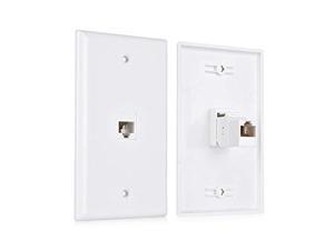 cable matters 2-pack 1-port keystone jack wall plate with cat6 rj45 insert, cat6 ethernet wall plate in white