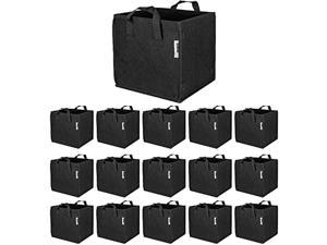 ipower 15 pack 10 gallon square plant grow bags thick fabric pots with handles for indoor and outdoor garden, 15-pack, black