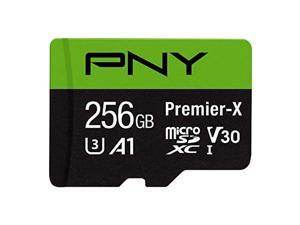 pny 256gb premier-x class 10 u3 v30 microsdxc flash memory card - 100mb/s, class 10, u3, v30, a1, 4k uhd, full hd, uhs-i, micro sd
