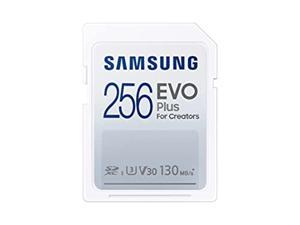 samsung evo plus full size 256gb sdxc card 130mb/s full hd & 4k uhd, uhs-i, u3, v30 (mb-sc256k/am)