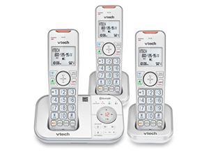 vtech vs112-37 dect 6.0 bluetooth 3 handset cordless phone for home with answering machine, call blocking, caller id, intercom and connect to cell (silver & white)