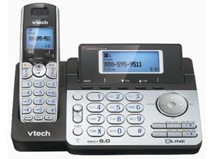 vteds6151 - vtech ds6151 dect 6.0 2-line expandable cordless phone with answering system, silver/black with 1 handset