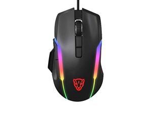 wired gaming mouse, 12000 dpi, rainbow optical effect lightsync rgb, 6 programmable buttons, on-board memory, screen mapping, pc/mac computer and laptop compatible - black