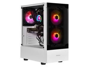 gamdias white rgb gaming atx mid tower computer pc case with side tempered glass panel and a magnetic dust filter & 3 built-in 120mm argb fans talos-e3-wh