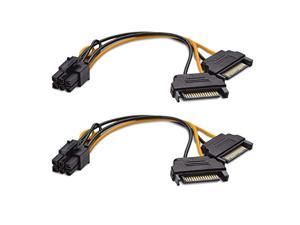cable matters 2-pack 6 pin pcie to dual sata power cable 4 inches, 2x sata to 6 pin pcie