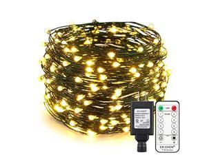 Remote Control ER CHEN 66ft Led String Lights,200 Led Starry Lights on 20M Copper Wire String Lights 12V DC Power Adapter Warm White 