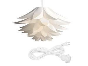 kwmobile hanging puzzle lamp kit - lotus flower 19.7" (50cm) modern ceiling pendant light with diy shade to assemble and 15ft plug-in power cord