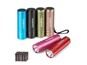 Hurricane Supplies, Camping, Hiking, Emergency, Hunting EverBrite 6-Pack Mini 9-LED Flashlight with Lanyard Impact Handheld Torch Assorted Colors with 3AAA Battery Included 
