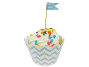 wrapables standard size chevron cupcake wrappers (set of 60), blue