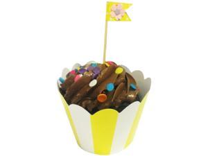 wrapables standard size striped cupcake wrappers (set of 60), yellow