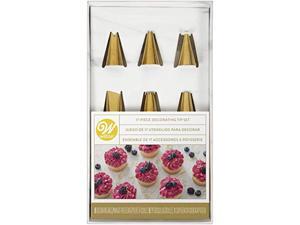 wilton navy blue and gold piping tips and cake decorating supplies set, 17-piece