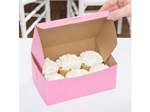 25 count pink 7x5x3 bakery or cake box w/ signature party picks