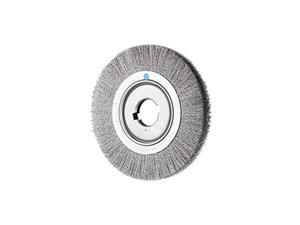 PFERD 81236 Wide Face Crimped Wheel Brush Carbon Steel Wire 1-1/8 Face Width 2 Arbor Hole 6000 Max RPM 1-1/8 Trim Length 6 Diameter 0.014 Wire Size 