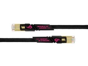 asus rog cat7 ethernet cable - 10 ft shielded gaming lan network cable high speed network up to 600mhz & 10gb transfer rates, nylon braided, gold plated