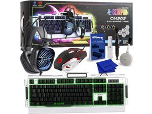 ultimaxx marvo cm303 scorpion 3in1 backlit gaming combo  includes full size keyboard mouse  headset plus deluxe cleaning kit