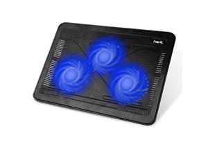 havit hv-f2056 15.6"-17" laptop cooler cooling pad - slim portable usb powered (3 fans) (black+blue)
