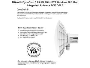 mikrotik dynadish 5 25dbi 5ghz ptp outdoor 802.11ac integrated antenna poe osl3