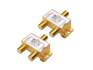 cable matters 2-pack gold plated 2.4 ghz 2 way coaxial cable splitter (coaxial splitter/tv splitter/coax splitter / rg6 splitte