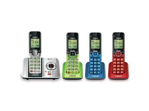 vtech cs6529-4b 4-handset dect 6.0 cordless phone with answering system and caller id, expandable up to 5 handsets, wall-mounta