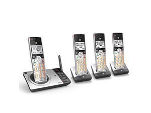 at&t cl82407 dect 6.0 expandable cordless phone with answering system & smart call blocker, silver/black with 4 handsets