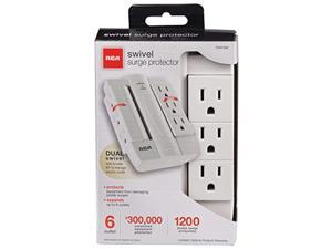 rca pswts6f wall tap surge protector with 6 swivel outlets