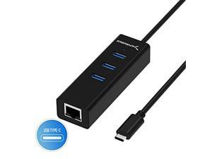sabrent 3-port usb-c to usb 3.0 aluminum hub with 1 gigabit ethernet port, compatible with macbook pro, chromebook, xps and mor sabrent 3-port usb-c to usb 3.0 aluminum hub with 1 gigabit ethernet port, compatible with macbook pro, chromebook, xps and mor