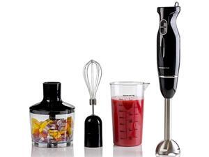 Ovente Immersion Electric Hand Blender 300 Watt Power 2 Mix Speed with Stainless Steel Blades, Handheld Stick Mixer Set with Egg Whisk Attachment Mixing Beaker and BPA-Free Food Chopper, Black HS565B Ovente Immersion Electric Hand Blender 300 Watt Power 2 Mix Speed with Stainless Steel Blades, Handheld Stick Mixer Set with Egg Whisk Attachment Mixing Beaker and BPA-Free Food Chopper, Black HS565B