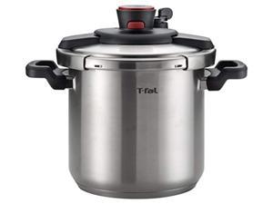 t-fal p45009 clipso stainless steel dishwasher safe ptfe pfoa and cadmium free 12-psi pressure cooker cookware, 8-quart, silver
