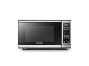 black+decker em720cb7 digital microwave oven with turntable push-button door,child safety lock,700w, stainless steel, 0.7 cu.ft