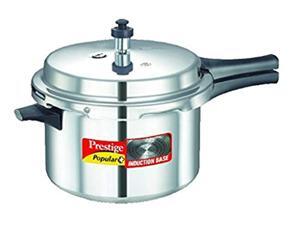 prestige p+5.5l popular plus induction base aluminum pressure cooker, 5.5-liter, silver prestige p+5.5l popular plus induction base aluminum pressure cooker, 5.5-liter, silver