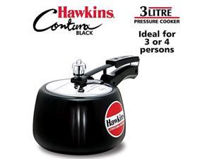 hawkins cb30 hard anodised pressure cooker, 3-liter, contura black