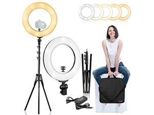 limostudio 14 inch diameter dimmable continuous round led ring light, beauty facial shoot, smartphone, youtube, vine selfportrait, light stand tripod, camera mount adapter, photo studio, agg2203