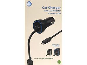 AT&T 4899G Black 3.4A Single USB and Corded Micro USB Car Charger AT&T 4899G Black 3.4A Single USB and Corded Micro USB Car Charger