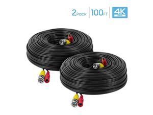 Amcrest 2-Pack 4K Security Camera Cable 100FT BNC Cable, Camera Wire CCTV, Pre-Made All-in-One Video and Power Cable for Security Camera, HDCVI, HDTVI Camera, Analog, DVR (2PACK-SCABLE4K100B-PP) Amcrest 2-Pack 4K Security Camera Cable 100FT BNC Cable, Camera Wire CCTV, Pre-Made All-in-One Video and Power Cable for Security Camera, HDCVI, HDTVI Camera, Analog, DVR (2PACK-SCABLE4K100B-PP)
