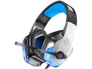 bengoo v-4 gaming headset for xbox one, ps4, pc, controller, noise cancelling over ear headphones with mic, led light bass surr