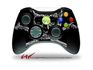 XBOX 360 Wireless Controller Decal Style Skin Chrome Skull on Black CONTROLLER NOT INCLUDED 