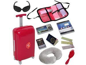doll travel suitcase with open and close carry on luggage, ticket, passport and 12 accessories - travel set for 18 inch dolls doll travel suitcase with open and close carry on luggage, ticket, passport and 12 accessories - travel set for 18 inch dolls