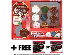 slice & bake cookies set - play food set + free melissa & doug scratch art mini-pad bundle [40747]