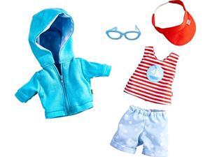 haba on the beach 5 piece outfit with hooded sweatshirt, shorts, tee, sunglasses & hat - fits 12" soft dolls haba on the beach 5 piece outfit with hooded sweatshirt, shorts, tee, sunglasses & hat - fits 12" soft dolls